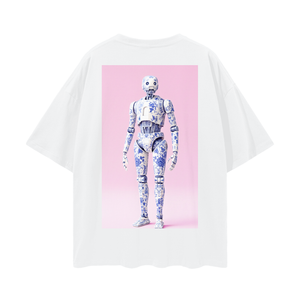 K-2SO White Oversize Deep Drop Shoulder Tee - 200 GSM
