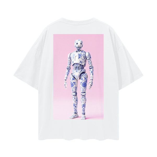 K-2SO White Oversize Deep Drop Shoulder Tee - 200 GSM