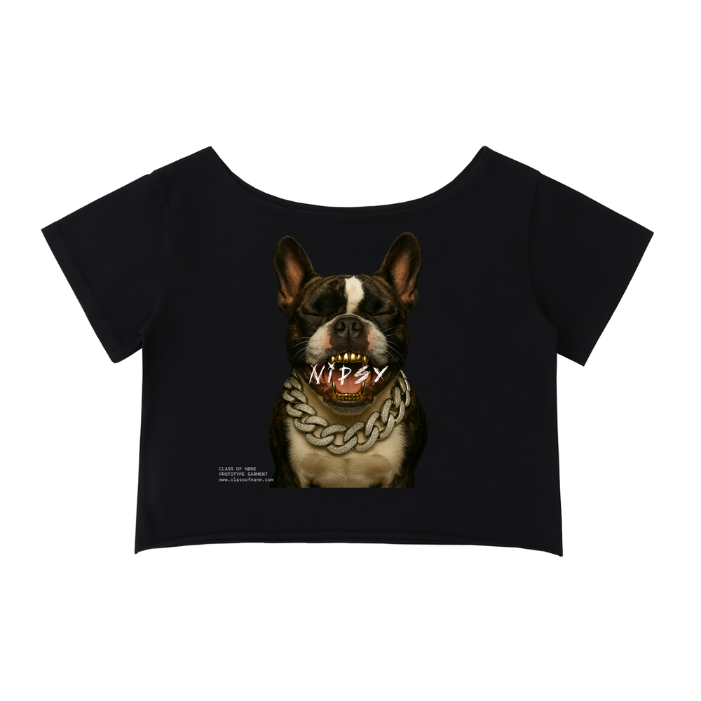 Custom Pet Off-Shoulder Rolled Hem Cotton T-Shirt
