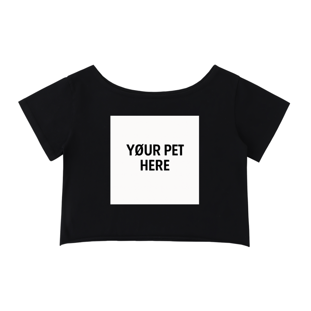 Custom Pet Off-Shoulder Rolled Hem Cotton T-Shirt