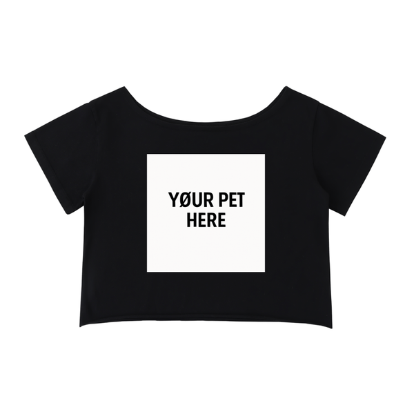 Custom Pet Off-Shoulder Rolled Hem Cotton T-Shirt
