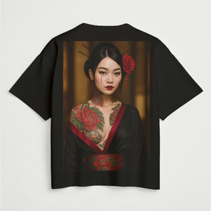 Kurenai (紅)Front Oversize Deep Drop Shoulder Tee - 200 GSM