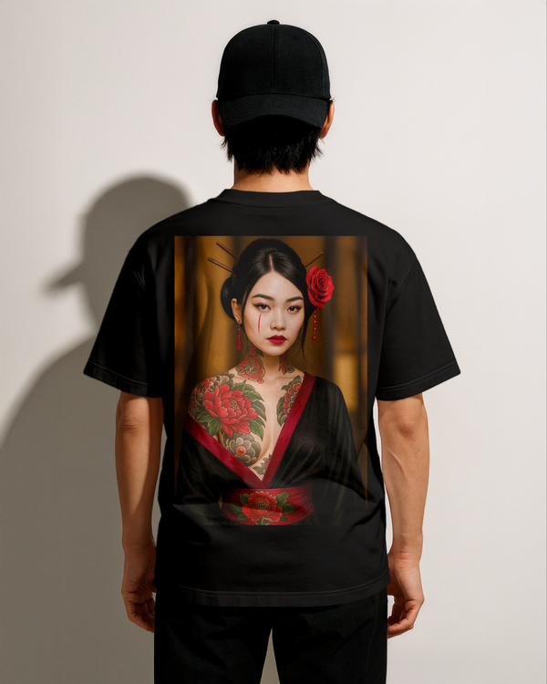 Kurenai (紅)Front Oversize Deep Drop Shoulder Tee - 200 GSM