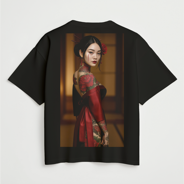 Kurenai (紅) Side Oversize Deep Drop Shoulder Tee - 200 GSM