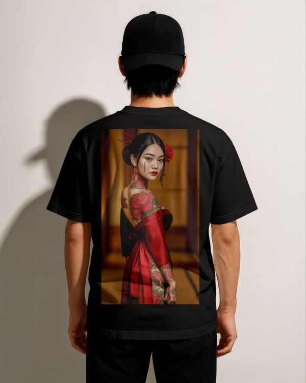 Kurenai (紅) Side Oversize Deep Drop Shoulder Tee - 200 GSM