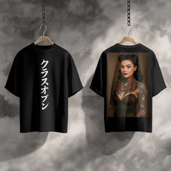 Tsukiko (月子) Portrait Oversize Deep Drop Shoulder Tee - 200 GSM