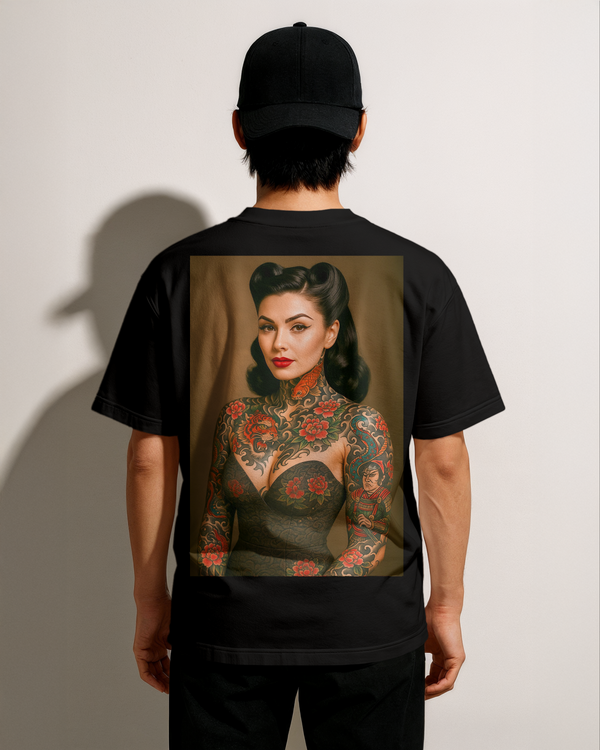 Tsukiko (月子) Portrait Oversize Deep Drop Shoulder Tee - 200 GSM