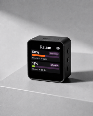 RATION Edition 001 AI usage meter on a clean studio backdrop